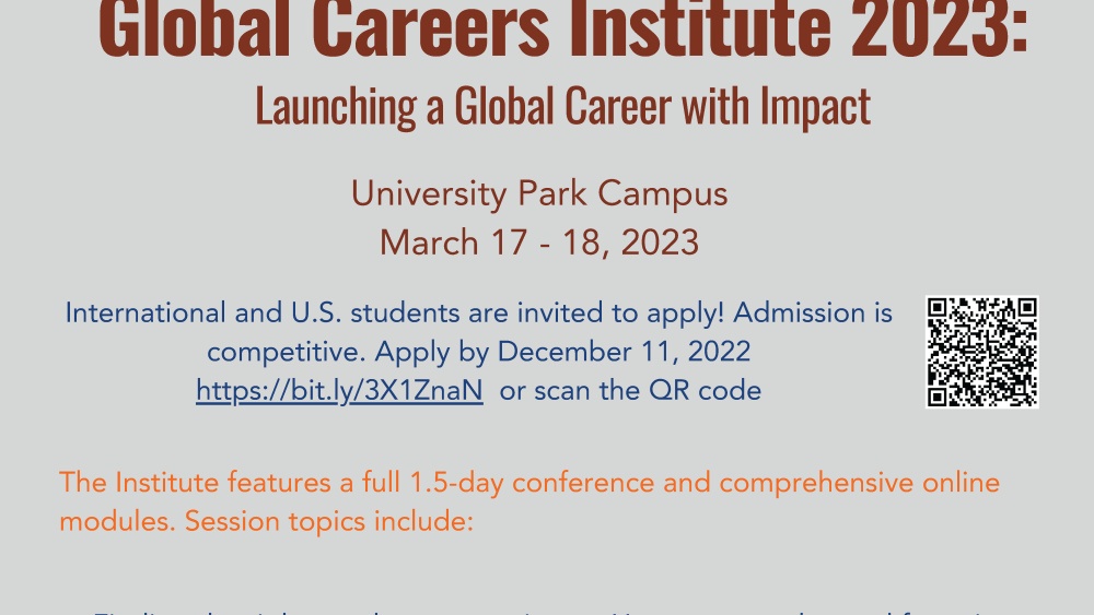 Deadline for application to Global Careers Institute is Dec. 11 Penn(00)